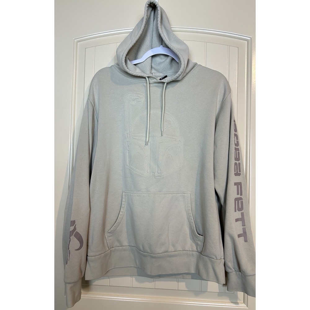 Star‎ Wars Pullover Hoodie Sweatshirt Boba Fett Helmet Light Beige size medium